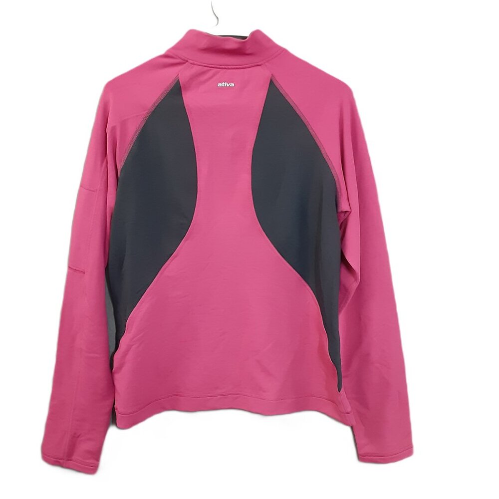 Ativa Woman's Athletic Top Size XL Long Sleeve Zip Sleeve Pocket Pullover